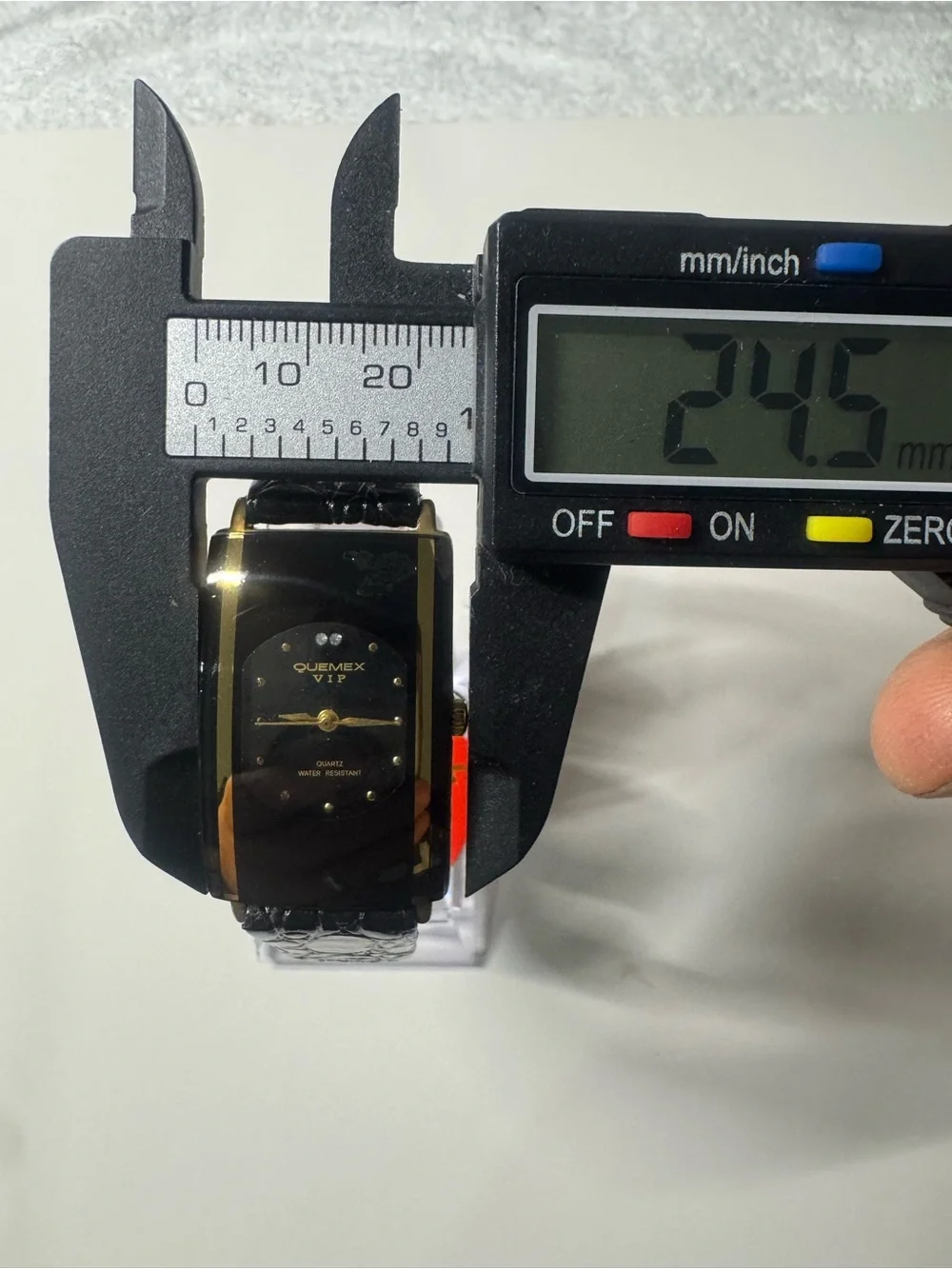 Quemex Black and Gold Rectangular Dress Watch